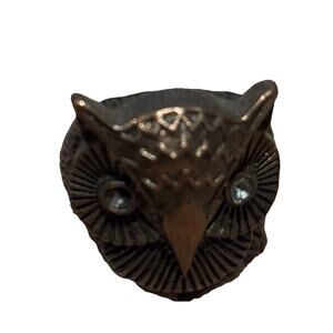 Vintage Brass Owl Ring Retro Boho Hippie Animal Statement Jewelry